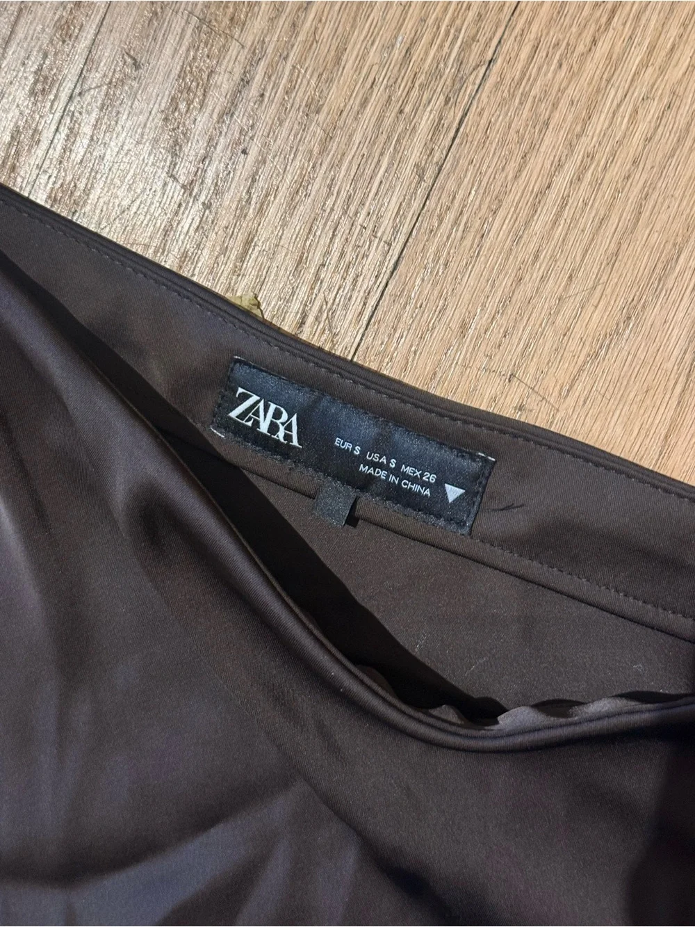 Zara Brown Satin Slip Skirt
